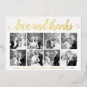 モダン結婚Thanks You 8枚のフォトコラージュ 箔シーズンカード (正面)