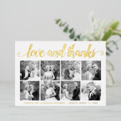 モダン結婚Thanks You 8枚のフォトコラージュ 箔シーズンカード (立ち正面)