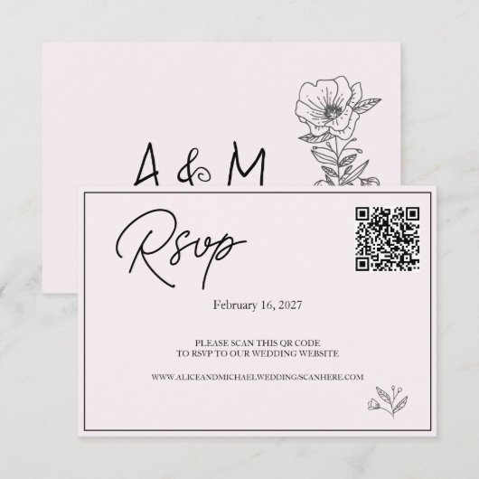 モダン結婚webサイト | RSVP QRコード。 (正面/裏面)