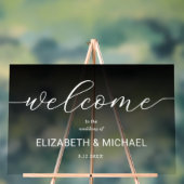 モダン結婚Welcome Transparent Black アクリルサイン (ニュートラル)