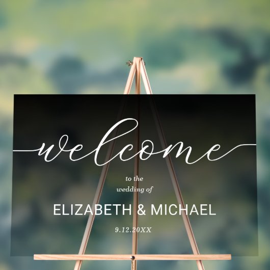 モダン結婚Welcome Transparent Black アクリルサイン (ニュートラル)