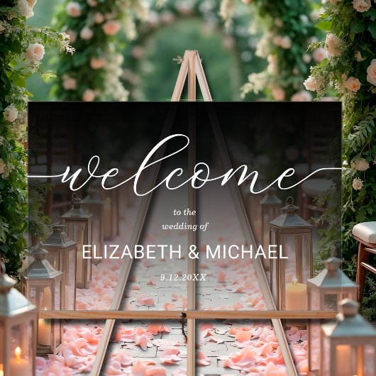 モダン結婚Welcome Transparent Black アクリルサイン