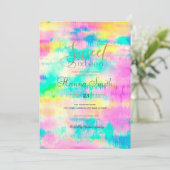 モダン絞り染めカラフル抽象芸術 招待状 (スタンド正面)