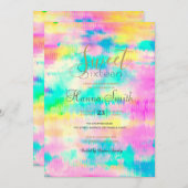 モダン絞り染めカラフル抽象芸術 招待状 (正面/裏面)