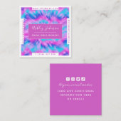 モダン絞り染めピンクブルー&パープルトレンディーカラフル スクエア名刺 (正面/裏面)