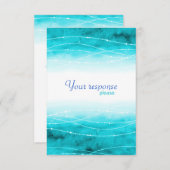 モダン絵を描アクア結婚シー対応カード 出欠カード (正面/裏面)