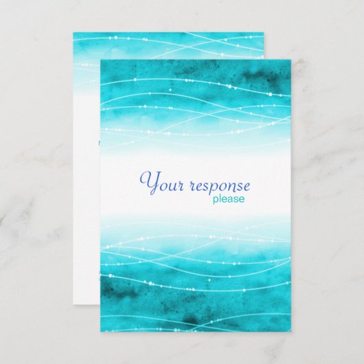 モダン絵を描アクア結婚シー対応カード 出欠カード (正面/裏面)