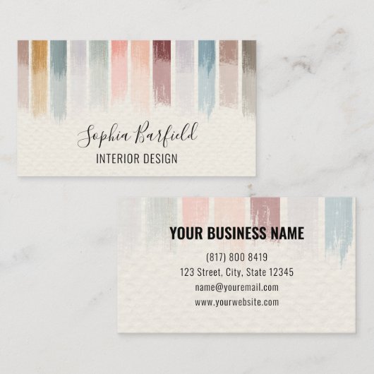 モダン絵を描カラフル内装プロフェッショナル 名刺 (正面/裏面)