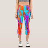 モダン絵を描カラフル型 カプリレギンス (正面)