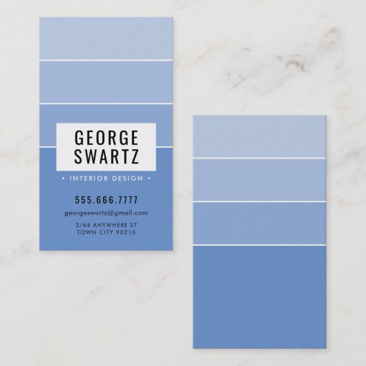 モダン絵を描グラデーションチップシンプル頭が切れる中青 名刺 (正面/裏面)
