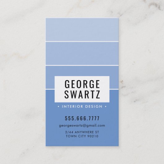 モダン絵を描グラデーションチップシンプル頭が切れる中青 名刺 (正面)