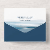 モダン絵を描ビーチ海結婚テーマ オールインワン招待状 (裏面)