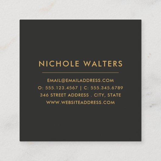 モダン絵を描フェイクホイル |金ゴールド金ゴールド スクエア名刺 (裏面)