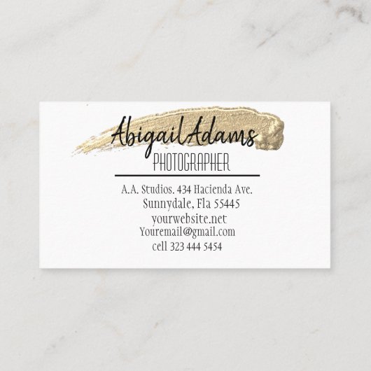 モダン絵を描ミニマル金ゴールド 名刺 (裏面)