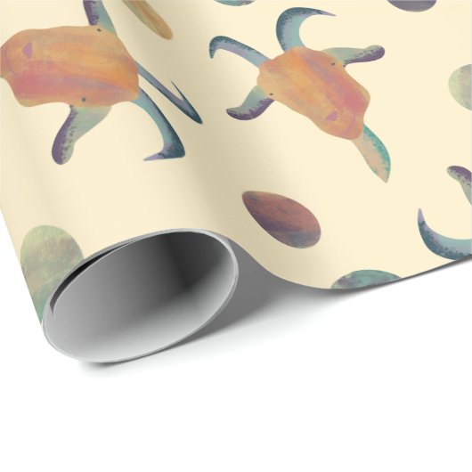 モダン絵を描ヤギイラスト水玉模様 ラッピングペーパー (ロールコーナー)