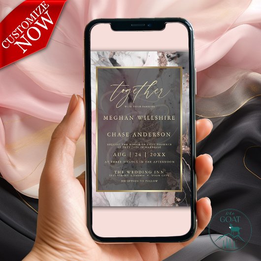 モダン絵を描抽象芸術バラ炭と金ゴールド 招待状