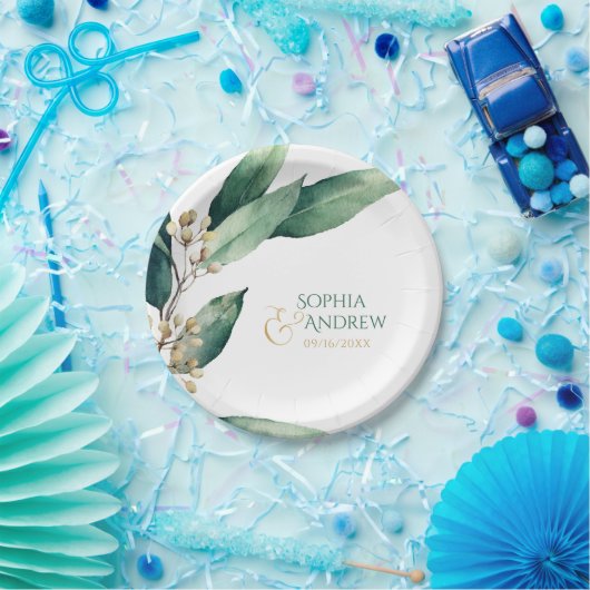 モダン絵を描植物性結婚植物 ペーパープレート (パーティー)