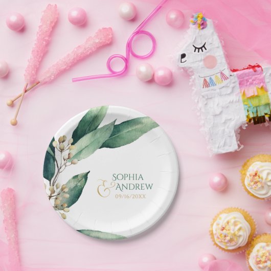 モダン絵を描植物性結婚植物 ペーパープレート (パーティー)