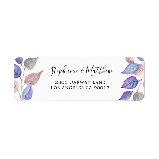 モダン絵を描紫葉水色の葉 ラベル (正面)