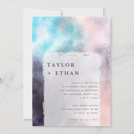 モダン絵を描結婚キャンバス 招待状 (正面)