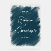 モダン絵を描結婚ターコイズ歓迎アクリル アクリルサイン (正面)