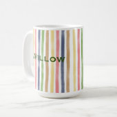 モダン絵を描芸術品を気取った波線のパタカラフルーン&名前 コーヒーマグカップ (正面左)