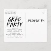 モダン絵を描(ばちゃばちゃ)跳ねる写真卒業会 インビテーションポストカード (裏面)