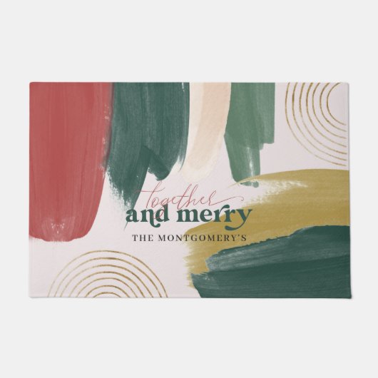 モダン絵を描 |モノグラムクリスマス ドアマット (正面)