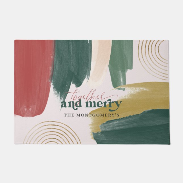 モダン絵を描 |モノグラムクリスマス ドアマット (正面)