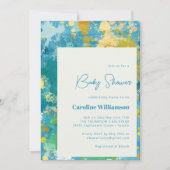 モダン絵を描Art クール Blue Baby Shower 招待状 (正面)