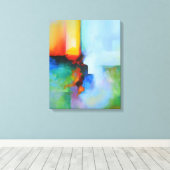 モダン絵画カラフル抽象芸術 キャンバスプリント (インサイチュ (ウッドフロア))