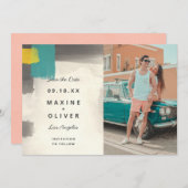 モダン絵画パステル結婚ズ セーブザデート (正面/裏面)