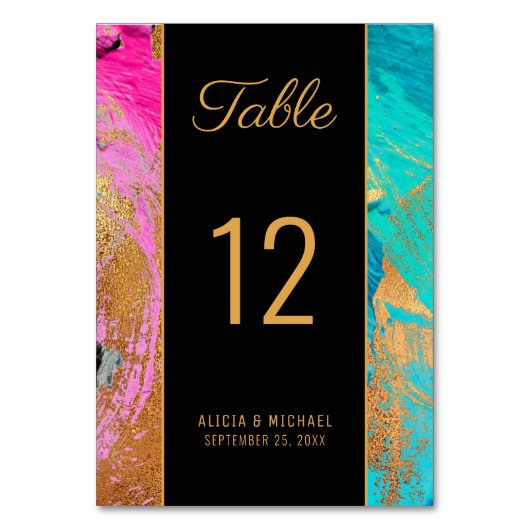 モダン絵画抽象芸術の金ゴールドスクリプ結婚ト テーブルナンバー (正面)