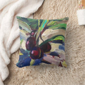 モダン絵画枝の上のオリーブ クッション (ブランケット)