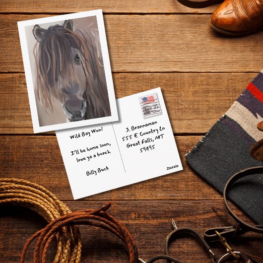 モダン絵画馬 ポストカード