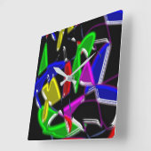 モダン絵画,カラー爆発 スクエア壁時計 (傾斜)