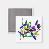 モダン絵画，カラー爆発 マグネット (正面/裏面)