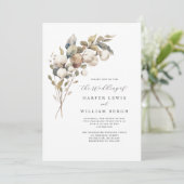 モダン綿花qrコー結婚ド 招待状 (スタンド正面)