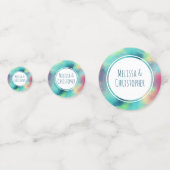 モダン緑と赤の宇宙水の色結婚の コンフェッティ (正面)