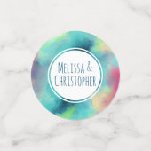 モダン緑と赤の宇宙水の色結婚の コンフェッティ (スモール正面)