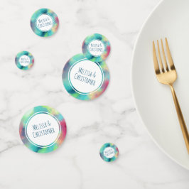 モダン緑と赤の宇宙水の色結婚の コンフェッティ