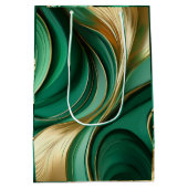 モダン緑と金ゴールド- ミディアムペーパーバッグ (裏面)