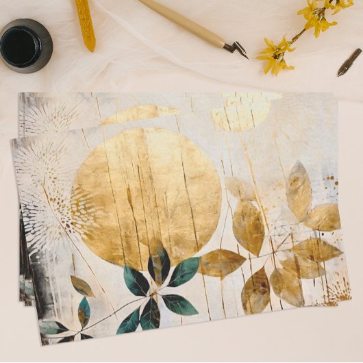 モダン緑と金ゴールド 薄葉紙