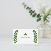 モダン緑のベイ葉オンホワイト 名刺 (スタンド正面)