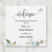 モダン緑のミニマルメッセージカード フェイバータグ (裏面)