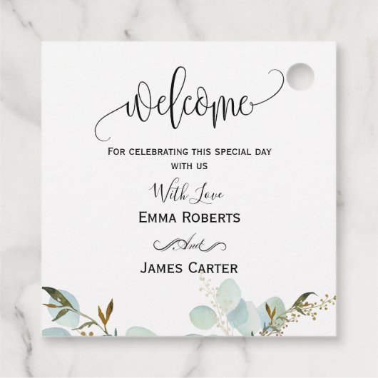 モダン緑のミニマルメッセージカード フェイバータグ (裏面)