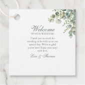 モダン緑のユーカリ結婚プス フェイバータグ (正面)