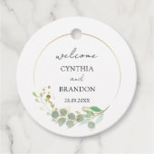 モダン緑の幾何素朴結婚の フェイバータグ (正面)