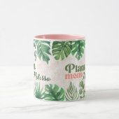モダン緑の植物離れのマム マグカップ (中央)