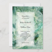 モダン緑の水の色結婚の 招待状 (正面)